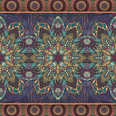 Ornate floral seamless texture, endless pattern with vintage mandala elements.
