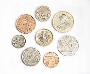 Set of british coins of 2017 design