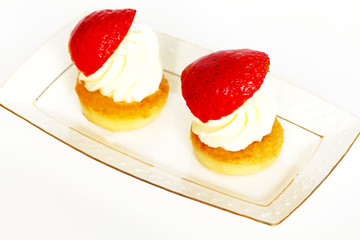 Beautiful small cake on white background