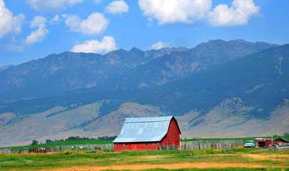 Barn Backed by Mountains