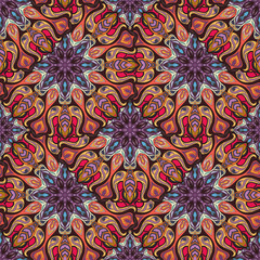 Ornate floral seamless texture, endless pattern with vintage mandala elements.