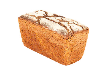 Rye-wheat tin bread closeup isolated on white background