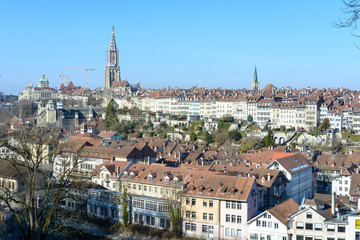 Naklejka na ściany i meble Bern sie Hauptstadt mit blauem Himmel - Skyline