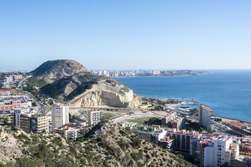 Fototapeta na wymiar View from Santa Barbara castle on Alicante, Costa Blanca, Valencia, Spain