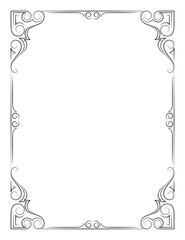 Ornate rectangular black frame, calligraphic lines. Letter page proportions.