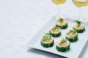Cucumber salmon mousse appetizer