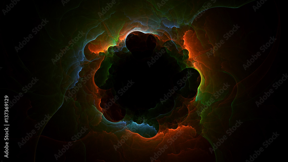 Poster 3d rendering abstract fractal light background