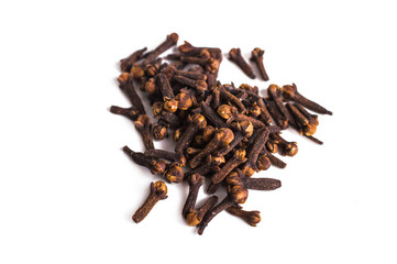 Cloves dried on white background