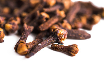 Cloves dried on white background