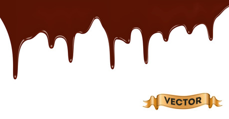 Realistic vector illustration of melted chocolate dripping
