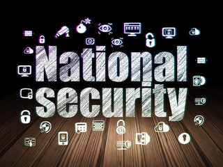 Security concept: National Security in grunge dark room