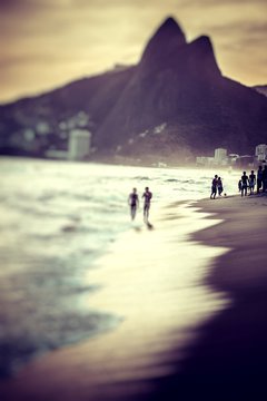 View of Ipanema Beach in the evening, Brazil