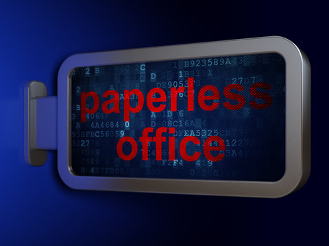 Finance Concept: Paperless Office On Billboard Background