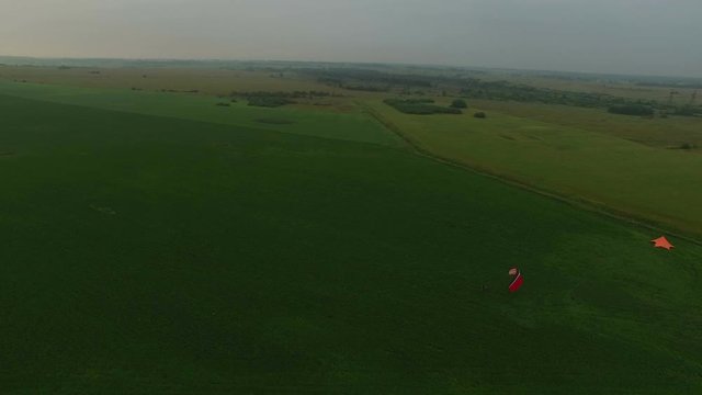 Paraplane take off aerial shot 4k