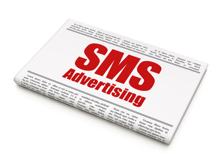 Advertising concept: newspaper headline SMS Advertising