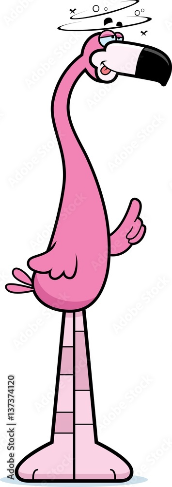 Poster Drunk Cartoon Flamingo