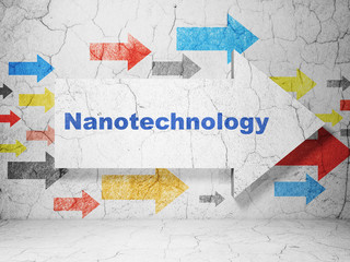 Science concept: arrow with Nanotechnology on grunge wall background