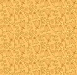 Floral vector seamless pattern. Abstract ornament with flowers. Endless natural ornamental background.