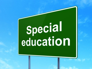 Studying concept: Special Education on road sign background