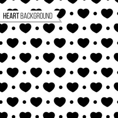 Fototapeta premium Valentine's day hearts and dots in black color on white background, seamless pattern. Monochrome vector illustration. Romantic texture design