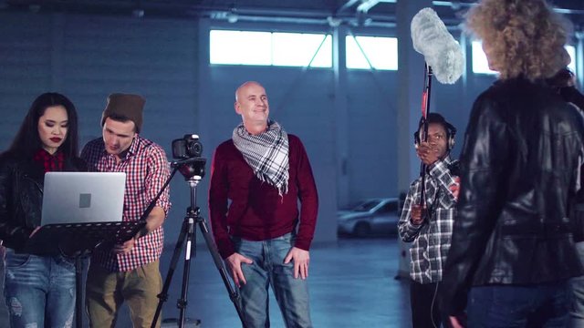 The people shooting the blog in the hangar.