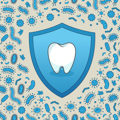 Shield protecting tooth against green germs / bacteria
