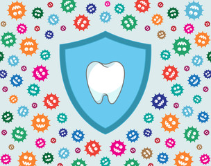 Shield protecting tooth against green germs / bacteria
