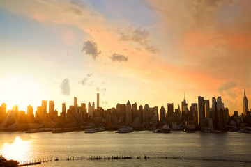Fototapeta na wymiar Sunrise of Manhattan skyline, New York City