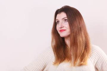 Portrait of young long hair female