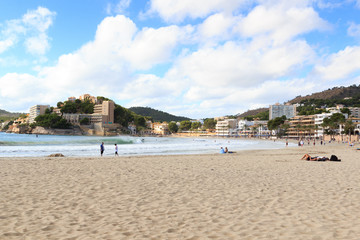 Peguera beach panorama and Mediterranean Sea on Majorca, Spain
