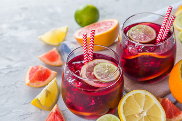 Sangria and ingredients in glasses