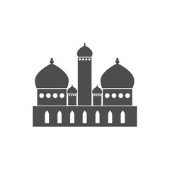 Fototapeta na wymiar Icon of real estate commercial, mosque and industrial black isolated flat building, house, home web button vector illustration