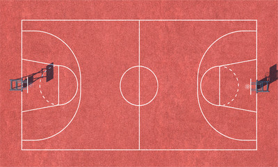 Naklejka premium Basketball outdoor pitch top view