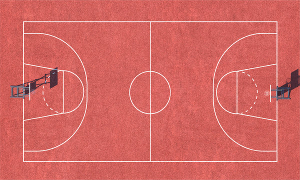 Basketball outdoor pitch top view