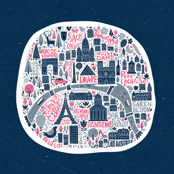 Handdrawn Paris Map