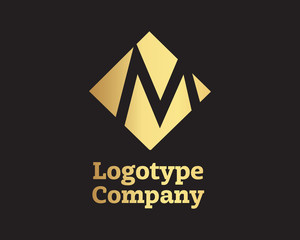 Fototapeta premium M gold letter logo,Vector Template