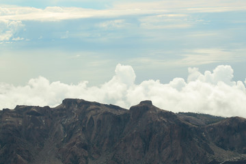 Idyllic black volcanic mountain tops
