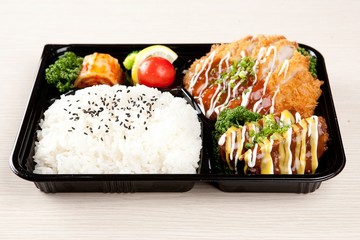 pork cutlet dosirak. lunchbox with pork cutlet