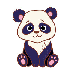 Cute panda sitting on a white background. Vector illustration with wild animals in the children's style.