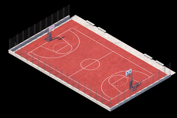 Basketball outdoor pitch isometric isolated on black