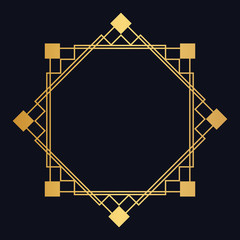 Vector geometric frame in Art deco frame for decorative design, invitation, label, banner. Vector illustration