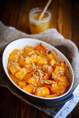 sweet baked pumpkin with honey