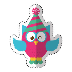 owl with party hat vector illustration design