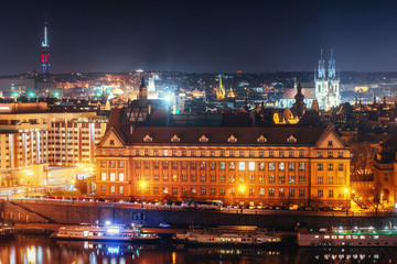 Fototapeta na wymiar View of night Prague, Czech Republic