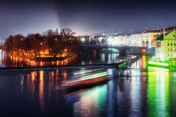 Scenic view of bridges on the Vltava river