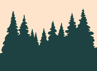 Obraz premium Vector sketch. Winter forest landscape with frozen river