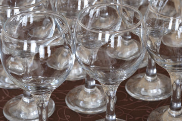 Many glasses closeup