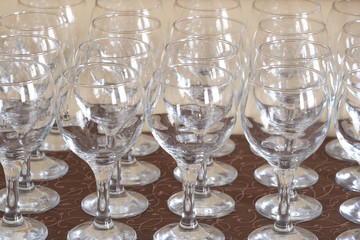 Many glasses closeup