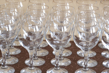 Many glasses closeup