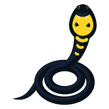 Snake cobra cartoon vector illustration on white. Dangerous reptile desert animal.